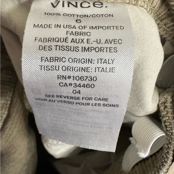 Vince Women’s Corduroy Straight Leg Pants Khaki Brown Size 6 - Picture 3 of 4